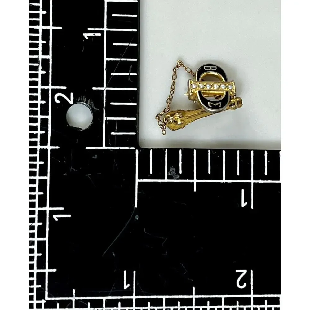 Golden BETA SIGMA PI Pearl Torch Preceptor- Gold Plate Gavel Sorority Pin - VTG